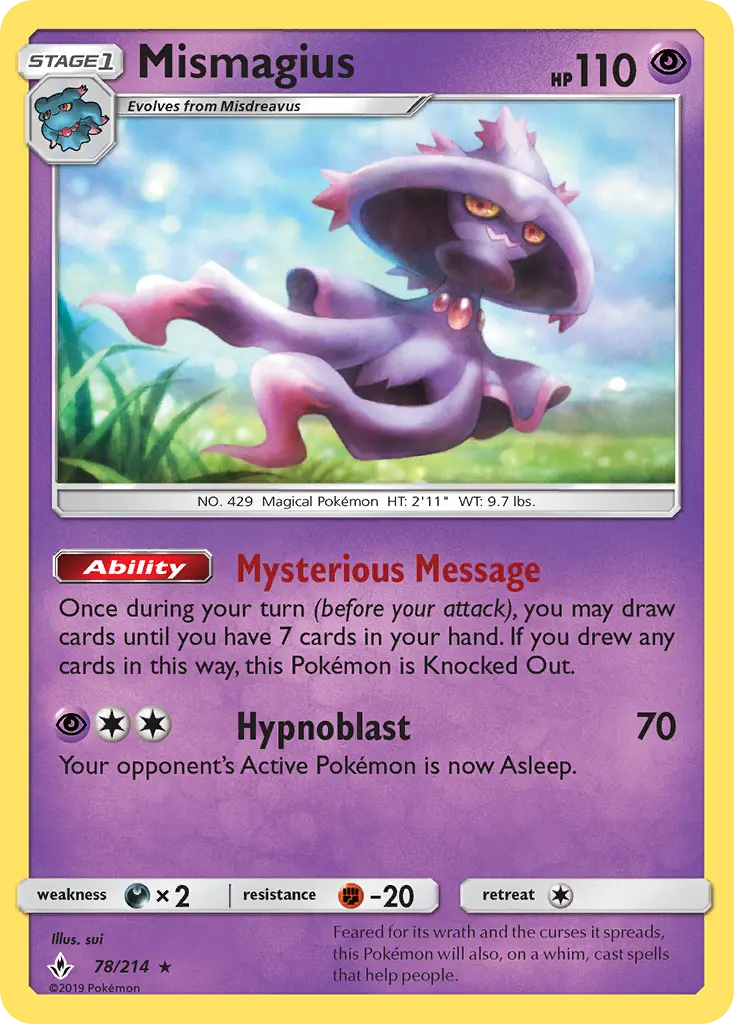 Mismagius Rare Pokemon card #78 from Unbroken Bonds