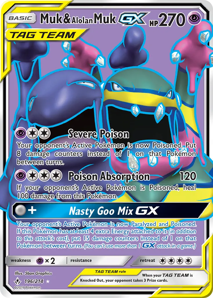 Muk & Alolan Muk GX Ultra Rare Pokemon card #196 from Unbroken Bonds