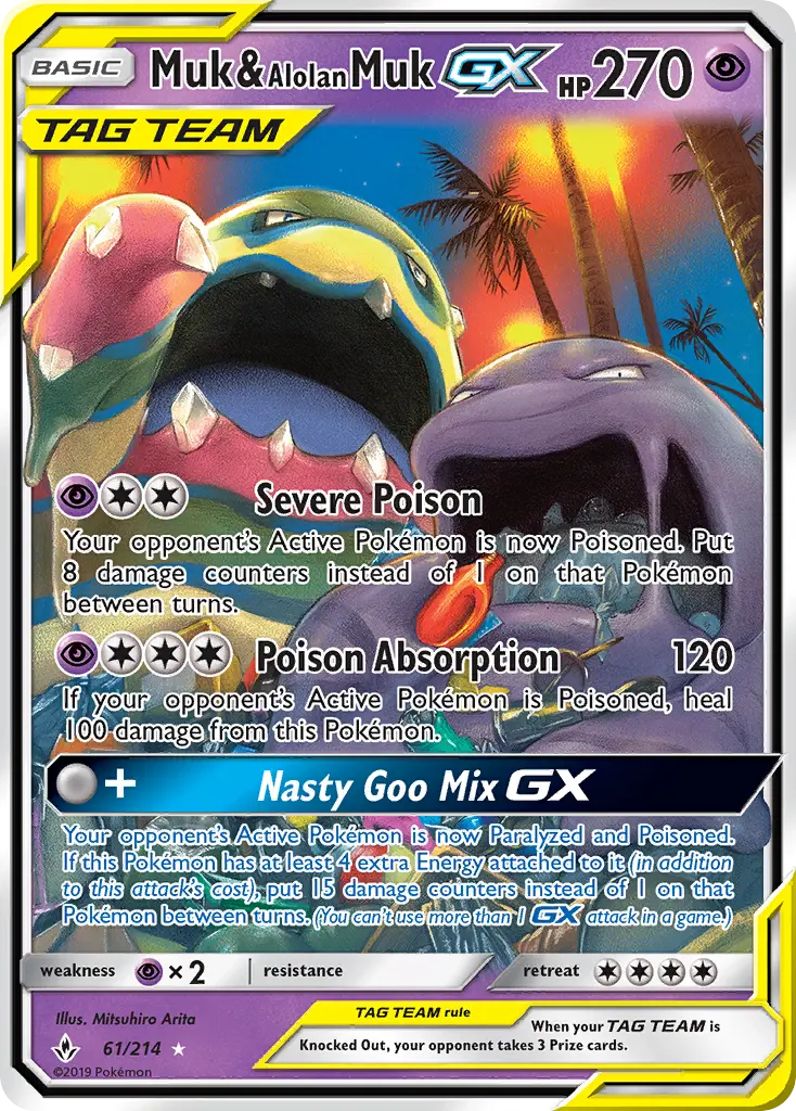 Muk & Alolan Muk GX Ultra Rare Pokemon card #61 from Unbroken Bonds
