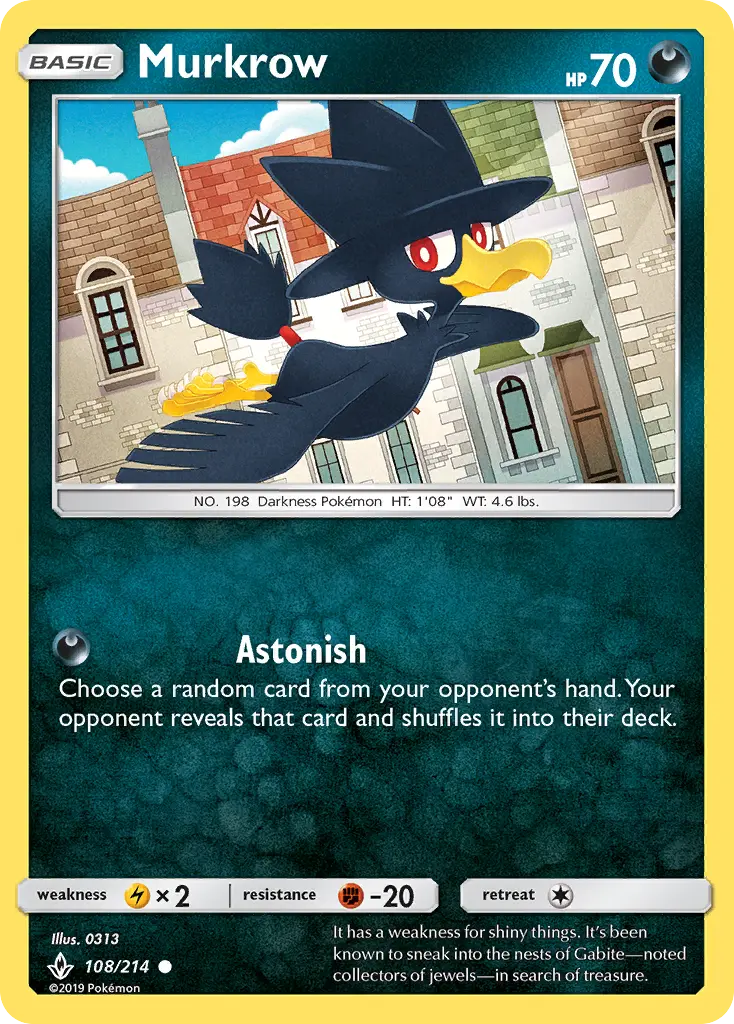 Murkrow Common Pokemon card #108 from Unbroken Bonds