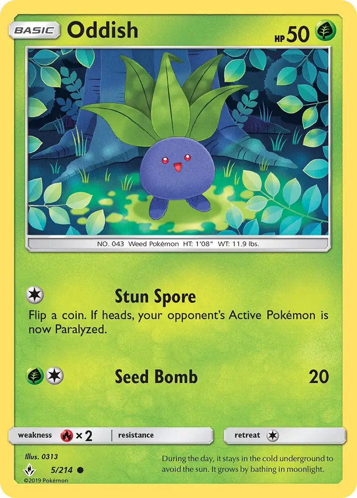 Oddish Common Pokemon card #5 from Unbroken Bonds