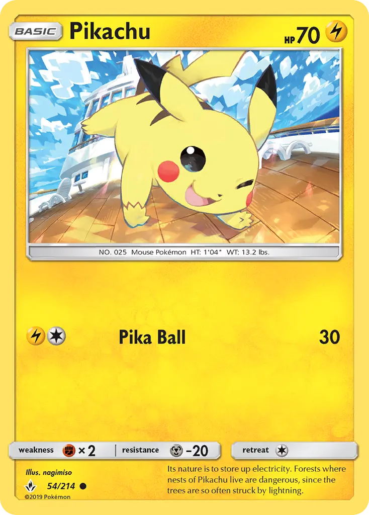 Pikachu Common Pokemon card #54 from Unbroken Bonds