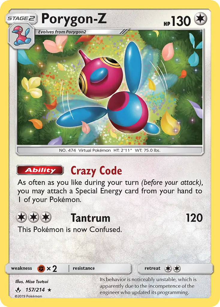 Porygon-Z Rare Pokemon card #157 from Unbroken Bonds