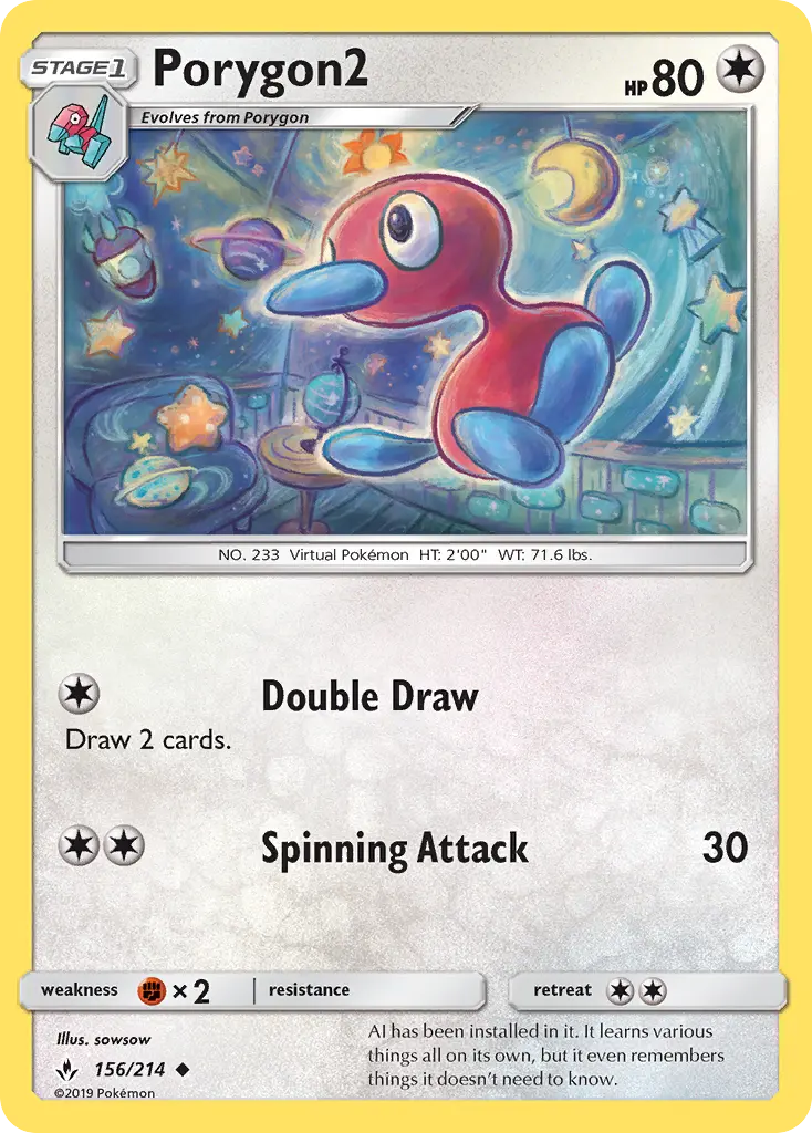 Porygon2 Uncommon Pokemon card #156 from Unbroken Bonds