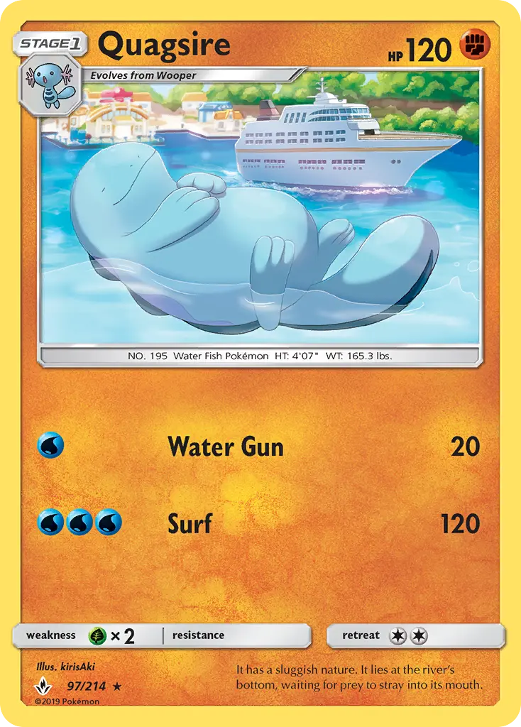 Quagsire Rare Pokemon card #97 from Unbroken Bonds