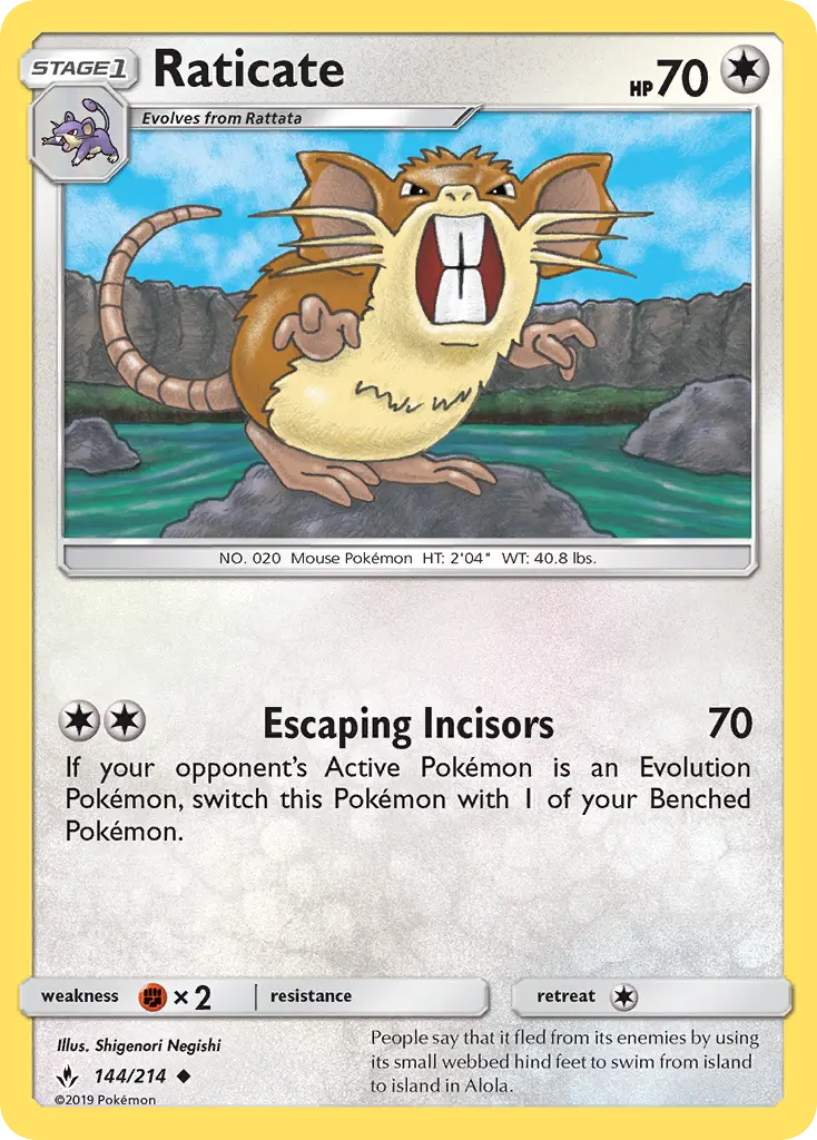 Raticate Uncommon Pokemon card #144 from Unbroken Bonds