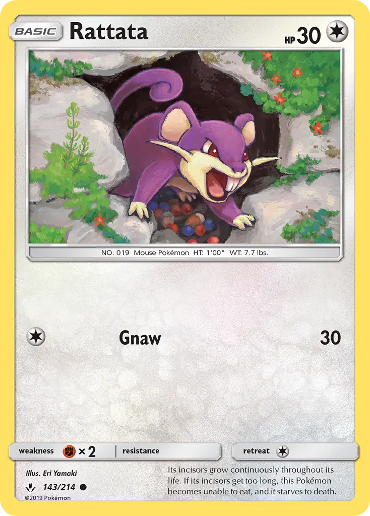 Rattata Common Pokemon card #143 from Unbroken Bonds