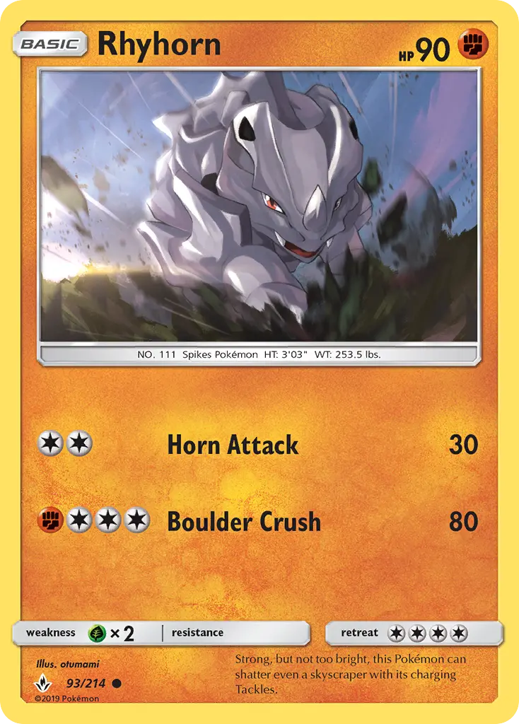 Rhyhorn Common Pokemon card #93 from Unbroken Bonds