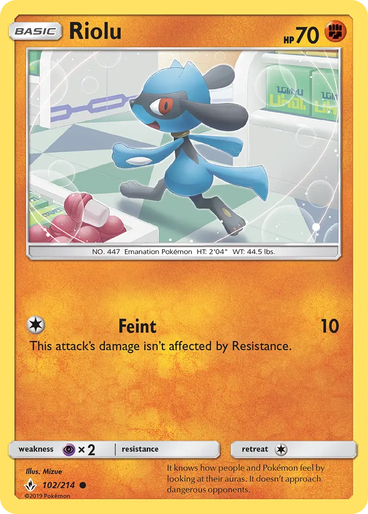 Riolu Common Pokemon card #102 from Unbroken Bonds
