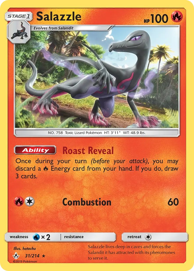 Salazzle Rare Pokemon card #31 from Unbroken Bonds