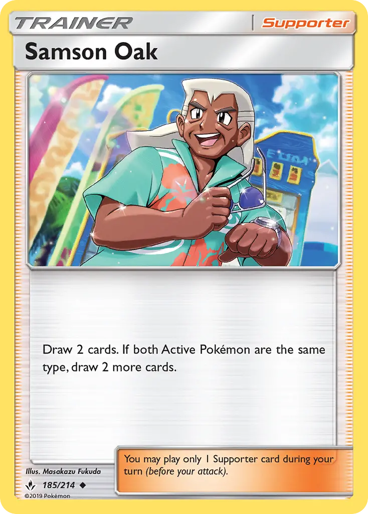 Samson Oak Uncommon Pokemon card #185 from Unbroken Bonds