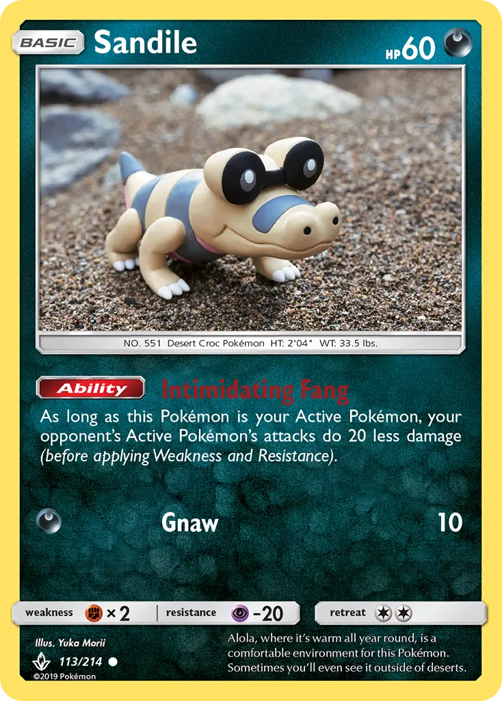Sandile Common Pokemon card #113 from Unbroken Bonds