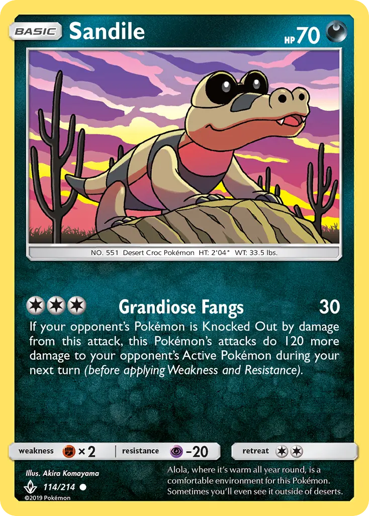 Sandile Common Pokemon card #114 from Unbroken Bonds