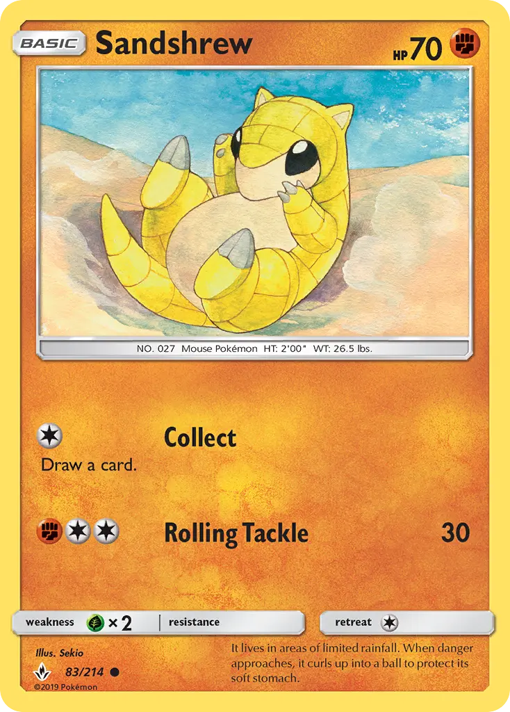 Sandshrew Common Pokemon card #83 from Unbroken Bonds
