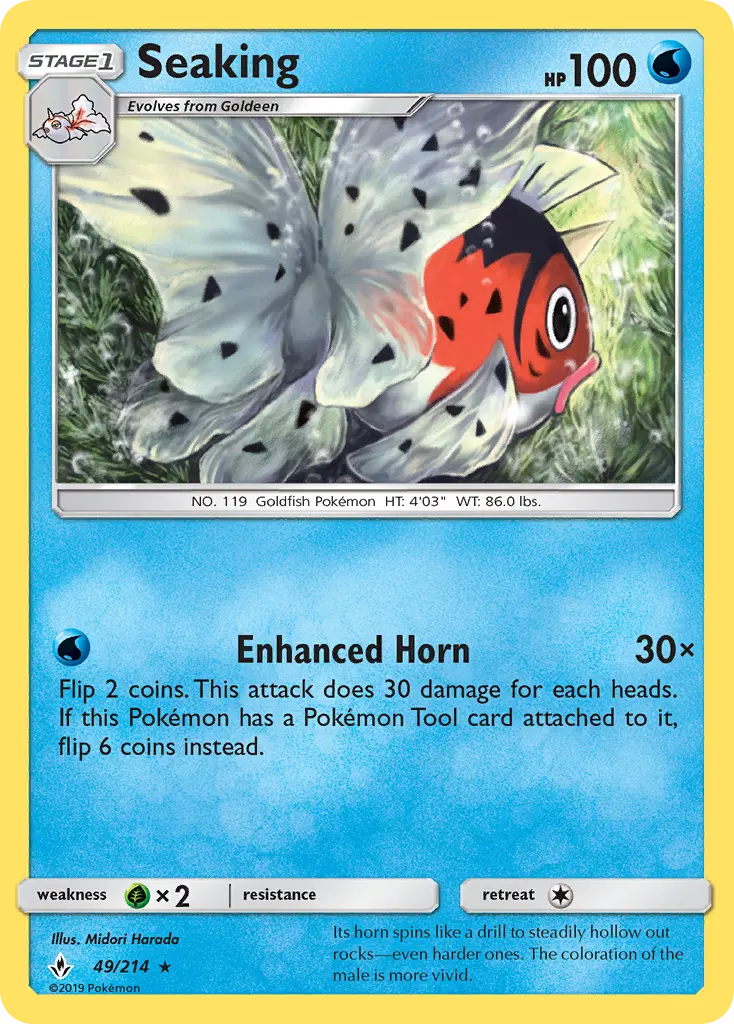 Seaking Rare Pokemon card #49 from Unbroken Bonds