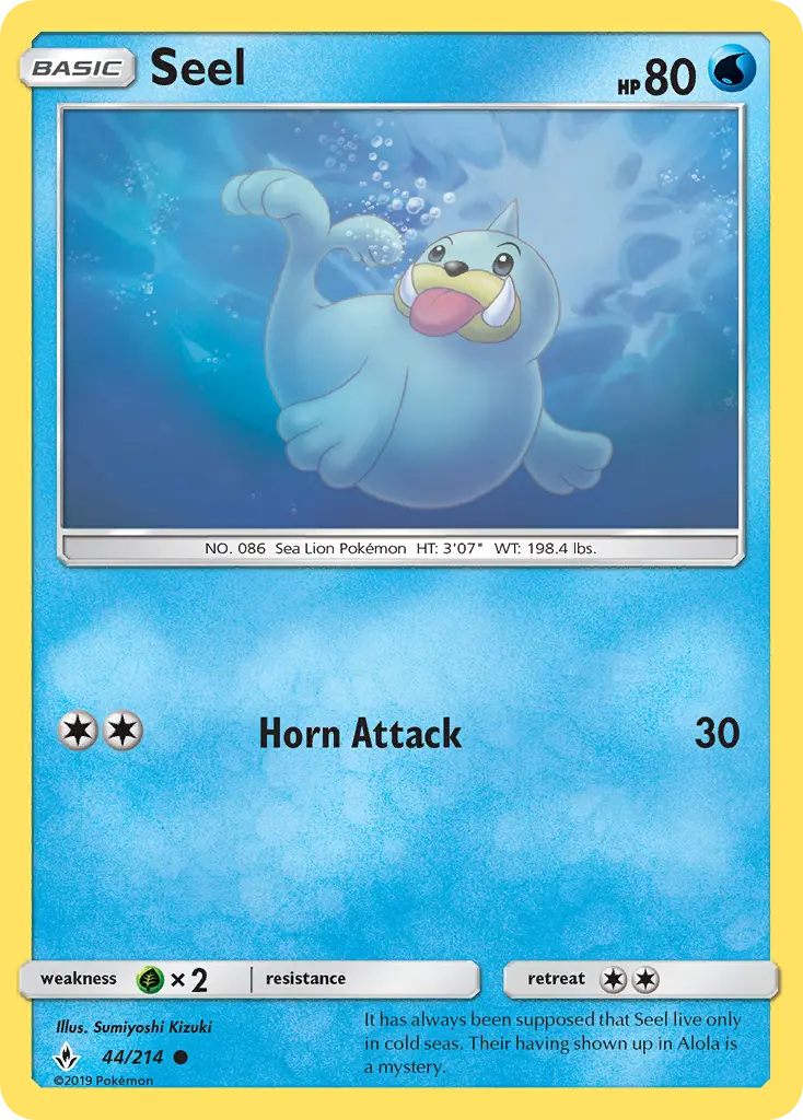 Seel Common Pokemon card #44 from Unbroken Bonds