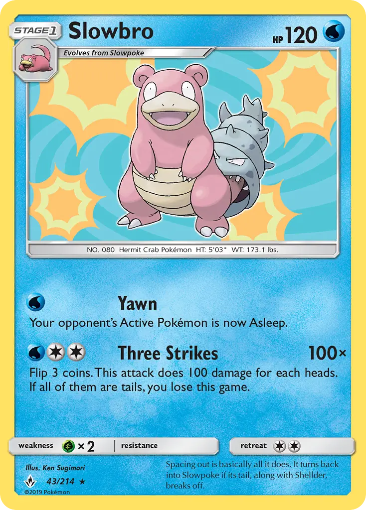 Slowbro Rare Pokemon card #43 from Unbroken Bonds