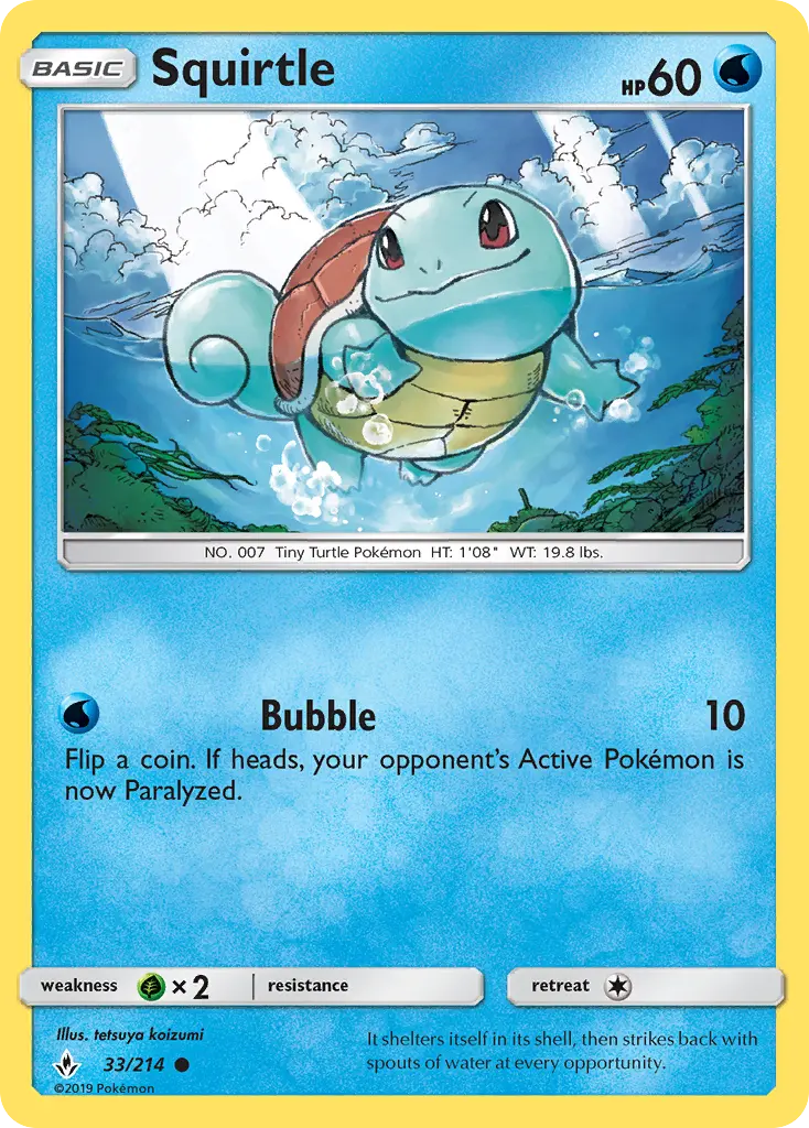 Squirtle Common Pokemon card #33 from Unbroken Bonds