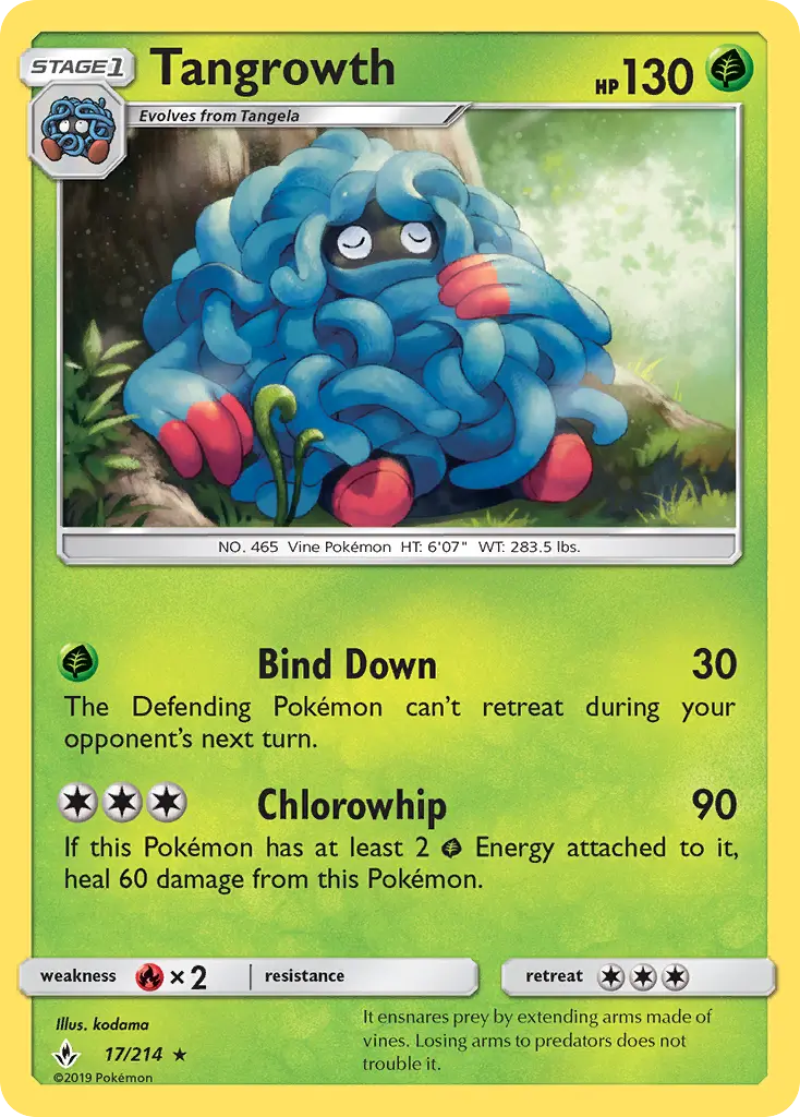 Tangrowth Rare Pokemon card #17 from Unbroken Bonds