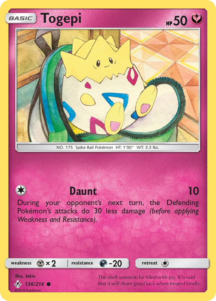 Togepi Common Pokemon card #136 from Unbroken Bonds