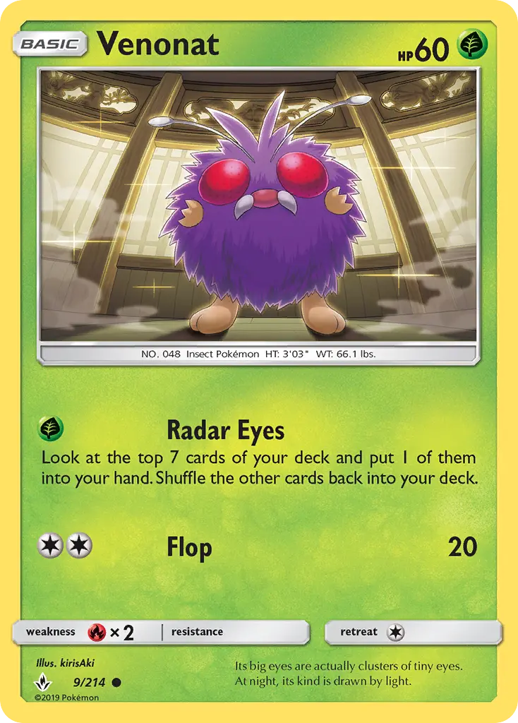 Venonat Common Pokemon card #9 from Unbroken Bonds