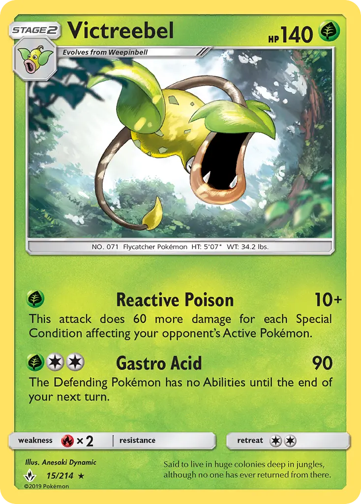 Victreebel Rare Pokemon card #15 from Unbroken Bonds