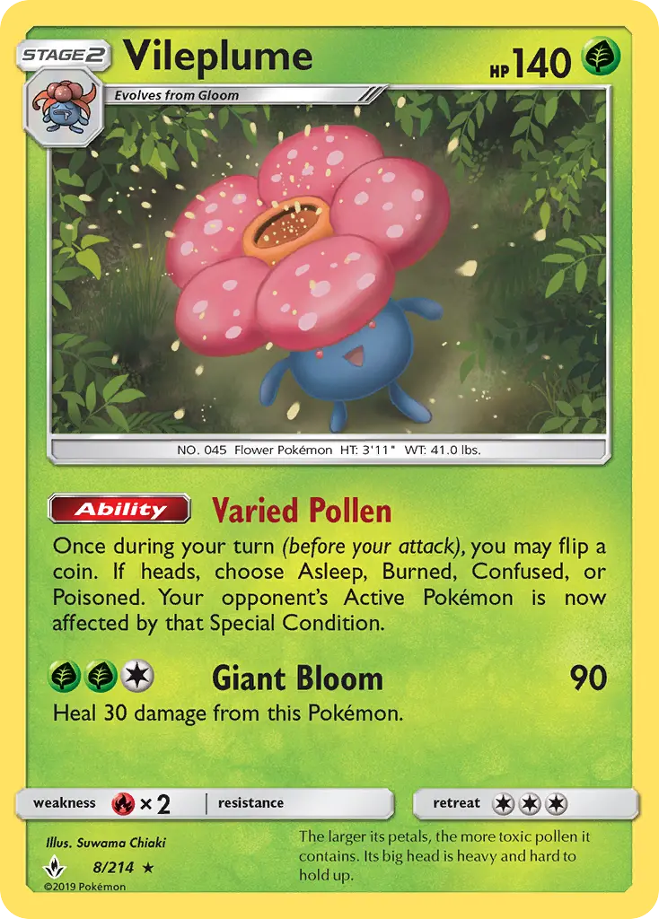 Vileplume Rare Pokemon card #8 from Unbroken Bonds