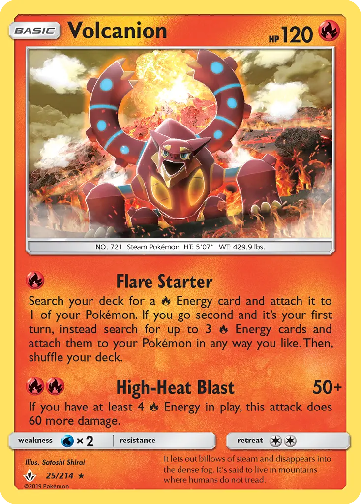 Volcanion Rare Pokemon card #25 from Unbroken Bonds