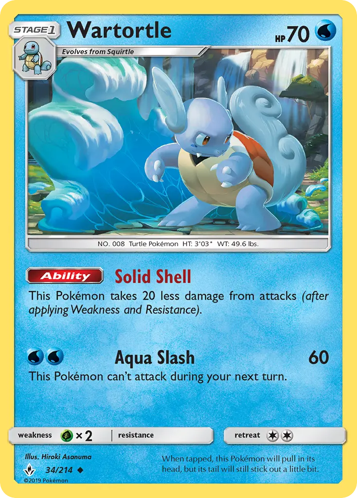 Wartortle Uncommon Pokemon card #34 from Unbroken Bonds