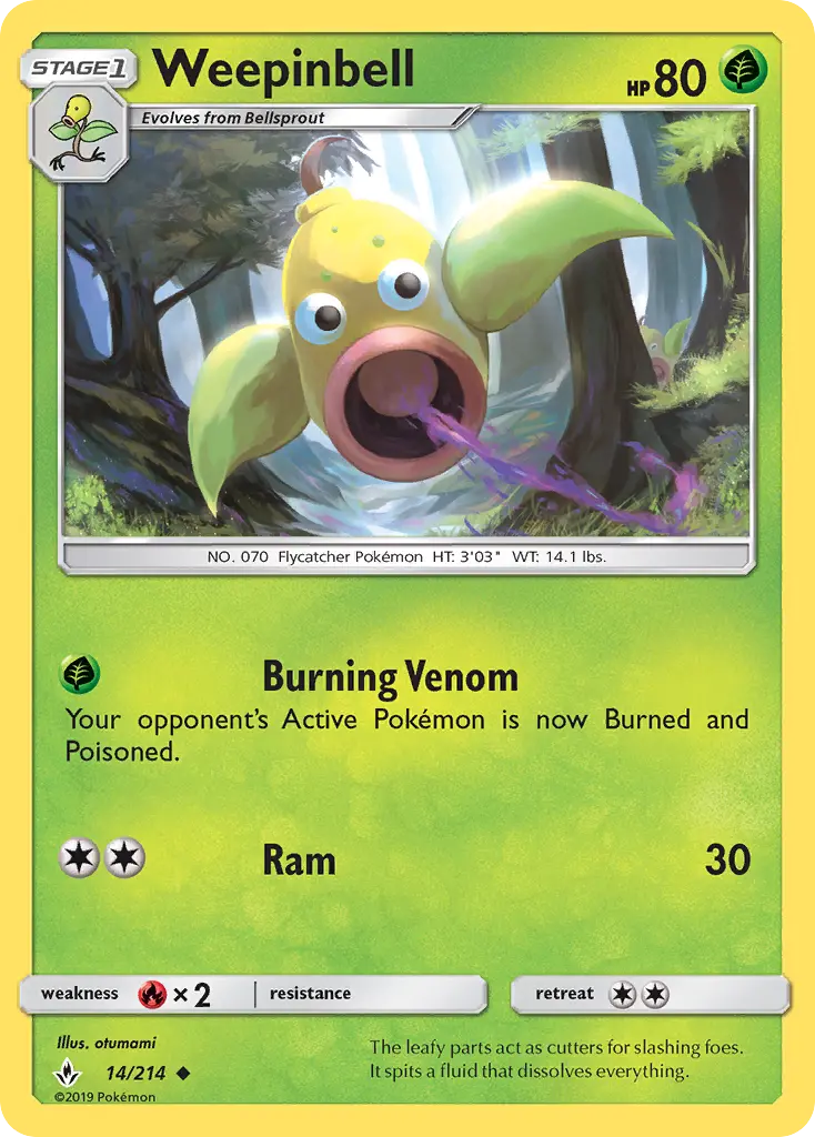 Weepinbell Uncommon Pokemon card #14 from Unbroken Bonds