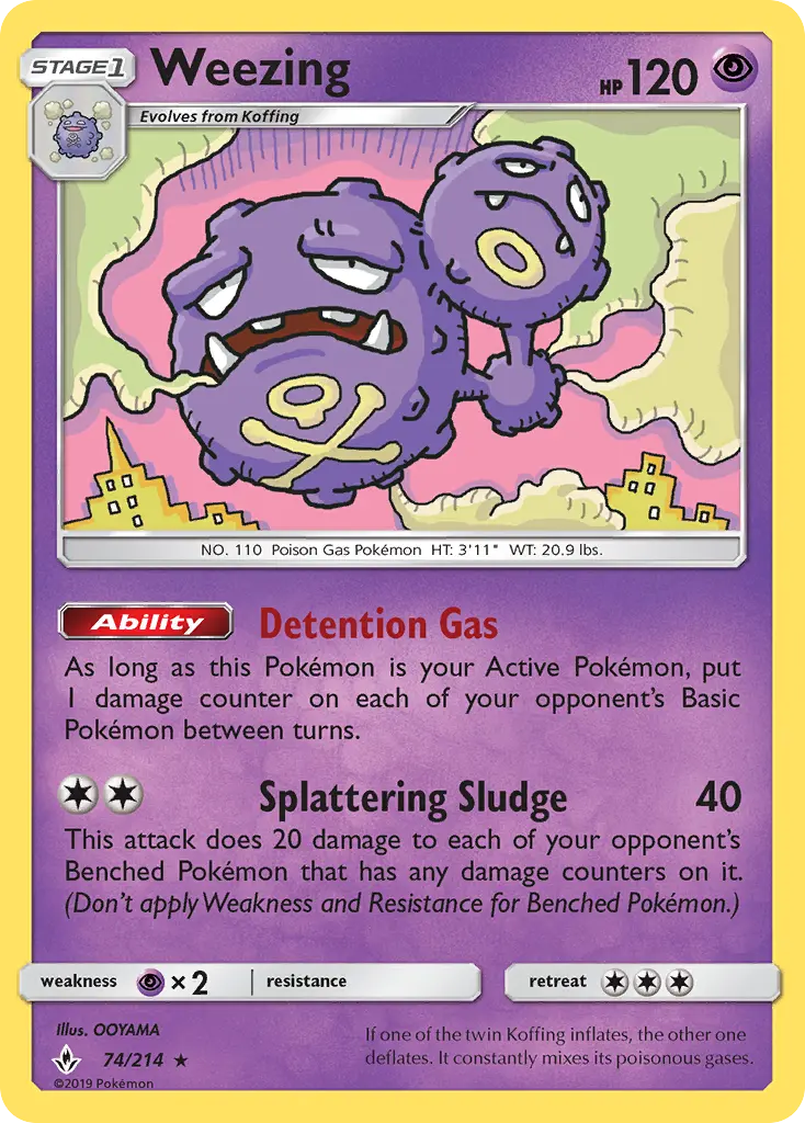 Weezing Rare Pokemon card #74 from Unbroken Bonds