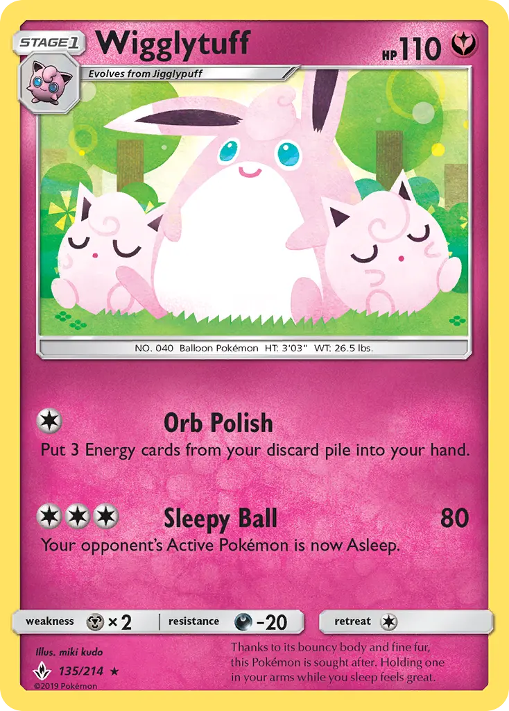 Wigglytuff Rare Pokemon card #135 from Unbroken Bonds