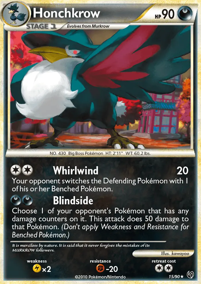 Honchkrow Rare Pokemon card #15 from Undaunted