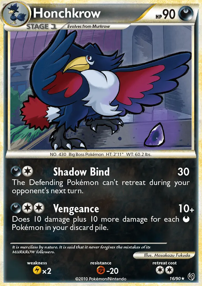 Honchkrow Rare Pokemon card #16 from Undaunted