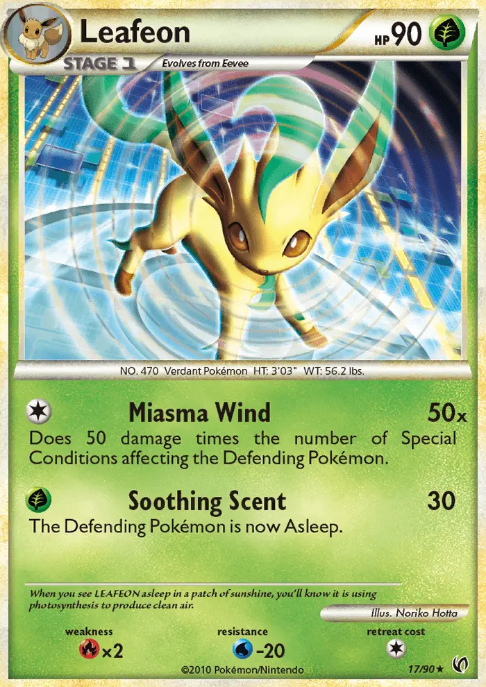 Leafeon Rare Pokemon card #17 from Undaunted