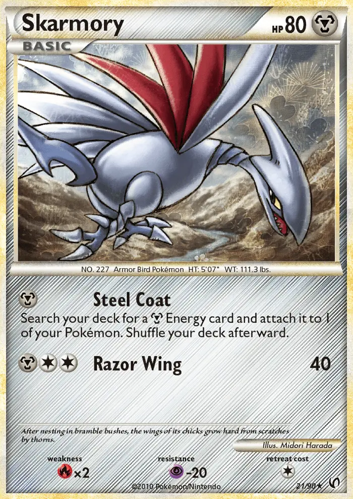 Skarmory Rare Pokemon card #21 from Undaunted