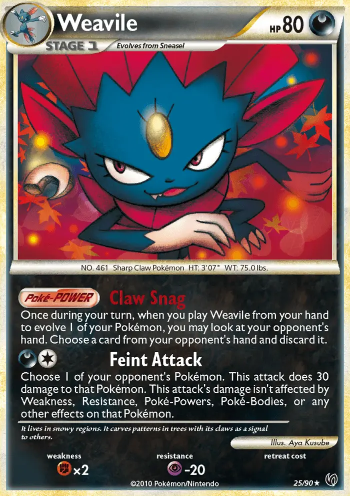 Weavile Rare Pokemon card #25 from Undaunted
