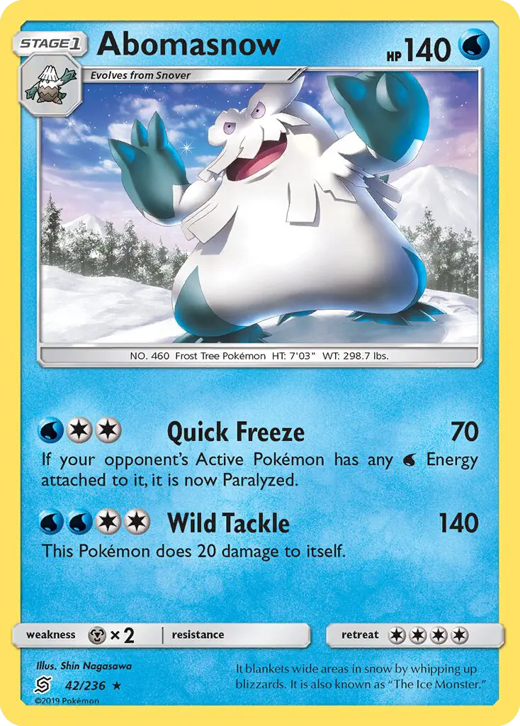 Abomasnow Rare Pokemon card #42 from Unified Minds