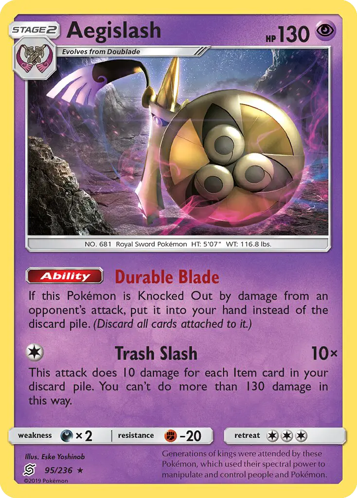 Aegislash Rare Pokemon card #95 from Unified Minds