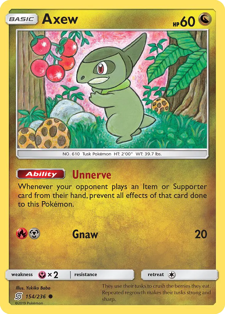 Axew Common Pokemon card #154 from Unified Minds