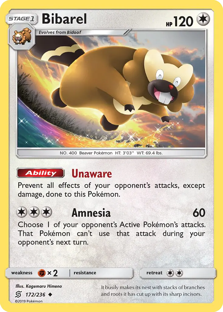 Bibarel Uncommon Pokemon card #172 from Unified Minds