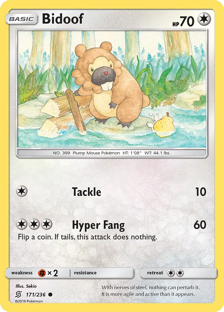 Bidoof Common Pokemon card #171 from Unified Minds