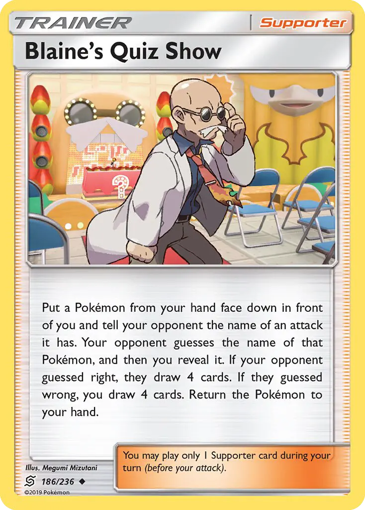 Blaine’s Quiz Show Uncommon Pokemon card #186 from Unified Minds