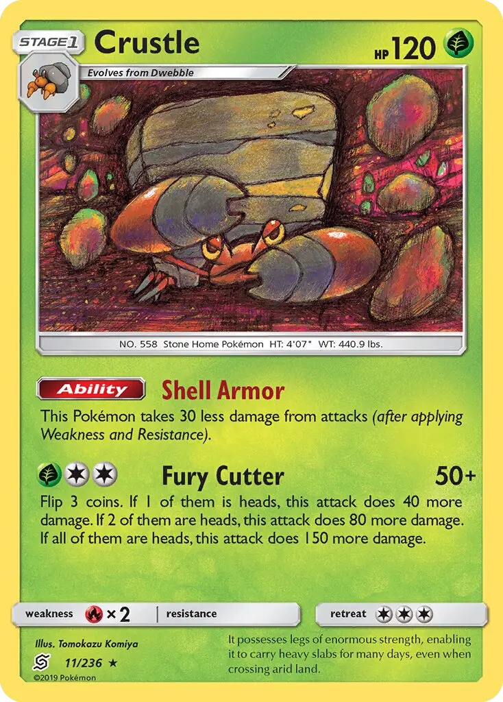 Crustle Rare Pokemon card #11 from Unified Minds
