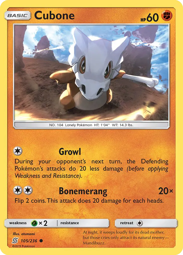 Cubone Common Pokemon card #105 from Unified Minds
