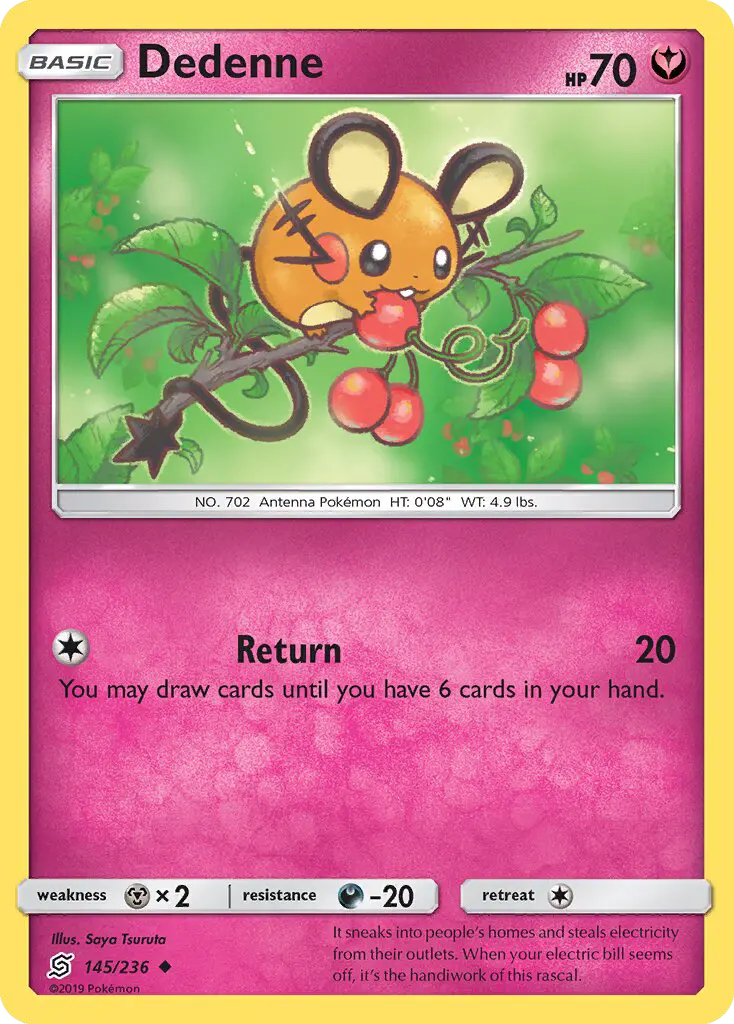 Dedenne Uncommon Pokemon card #145 from Unified Minds