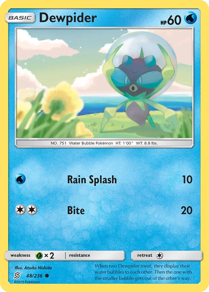 Dewpider Common Pokemon card #48 from Unified Minds