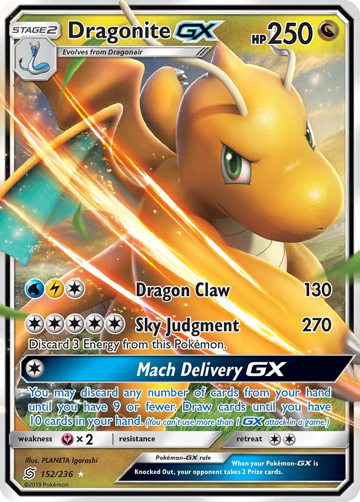 Dragonite GX Ultra Rare Pokemon card #152 from Unified Minds