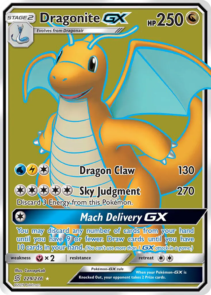 Dragonite GX Ultra Rare Pokemon card #229 from Unified Minds