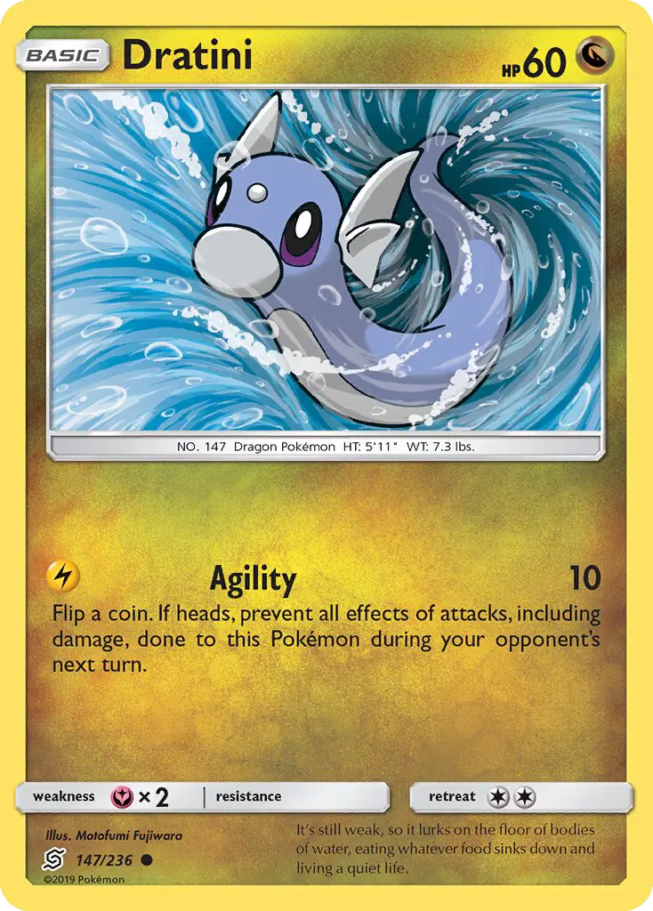 Dratini Common Pokemon card #147 from Unified Minds